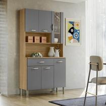 Armário Cozinha Compacta Golden com 6 Portas e 1 Gaveta em MDP Freijó/Gris - Kits Paraná Armário Cozinha Compacta Golden com 6 Portas e 1 Gaveta em MDP Freijó/Gris - Kits Paraná