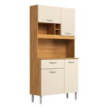 Armário Cozinha Compacta Pequena C/ Balcão 4 Portas 1 Gaveta 4 Pés Malta