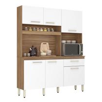 Armário Cozinha Compacta Pequena C/ Balcão 6 Portas 1 Gaveta Pés C/ Regulagem Álamo