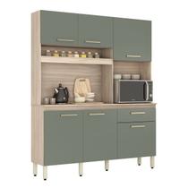 Armário Cozinha Compacta Pequena C/ Balcão 6 Portas 1 Gaveta Pés C/ Regulagem Álamo