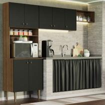 Armário Cozinha Compacta Quiosque 235cm Rustic/preto Armário Cozinha Compacta Quiosque 235cm Rustic/preto