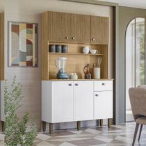 Armário Cozinha Compacta Style Freijó/Supremo/CP Ripado Freijó 6 Portas e 1 Gaveta - Kits Paraná