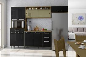 Armário Cozinha Compacta Viena Carvalho / Preto Armário Cozinha Compacta Viena Carvalho / Preto