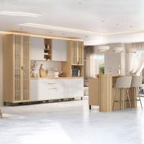 Armário Cozinha Completa 340cm Aura c/ Bancada Ilha 100% MDF Armário Cozinha Completa 340cm Aura c/ Bancada Ilha 100% MDF