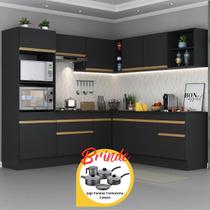 Armário Cozinha Completa Canto Veneza MP2080 Multimóveis Brinde Jogo de Panelas Tramontina Preta
