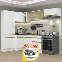 Armário Cozinha Completa Canto Veneza MP2087 Multimóveis Branco Brinde Jogo de Panelas Tramontina