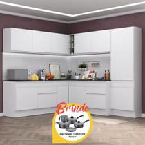 Armário Cozinha Completa Canto Veneza MP2102 Multimóveis Branco Brinde Jogo de Panelas Tramontina