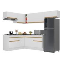 Armário Cozinha Completa Canto Veneza MP2104 Multimóveis Branco Brinde Jogo de Panelas Tramontina