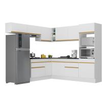 Armário Cozinha Completa Canto Veneza MP2105 Multimóveis Branco Brinde Jogo de Panelas Tramontina
