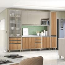 Armário Cozinha Completa Linea 290cm 6 Peças c/ Cristaleira