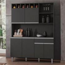 Armário Cozinha Completo Robin Cinza 6 Portas Armário Cozinha Completo Robin Cinza 6 Portas