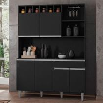 Armário Cozinha Completo Robin Preto 6 Portas Armário Cozinha Completo Robin Preto 6 Portas
