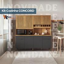Armário Cozinha Concord MDF 8 Portas Frisadas c Nicho Adega e Puxador Ouro Fosco Armário Cozinha Concord MDF 8 Portas Frisadas c Nicho Adega e Puxador Ouro Fosco