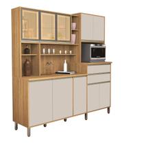 Armário Cozinha Gabi 10 Portas Vidro Reflecta MDF Resistente