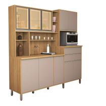Armário Cozinha Gabi 10 Portas Vidro Reflecta MDF Resistente