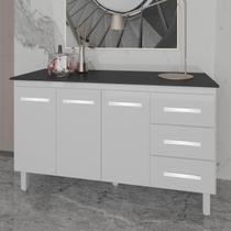 Armário Cozinha Gabinete de Pia 160 cm Estela Branco e Tampo Tampão 160 cm Mobília Decor Preto Armário Cozinha Gabinete de Pia 160 cm Estela Branco e Tampo Tampão 160 cm Mobília Decor Preto