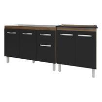 Armário Cozinha Gabinete Pia De 120 Cm Aline E Balcão Fran Para Cooktop 5 Bocas Savana Preto Armário Cozinha Gabinete Pia De 120 Cm Aline E Balcão Fran Para Cooktop 5 Bocas Savana Preto