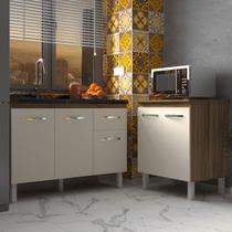 Armário Cozinha Gabinete Pia de 120 cm Aline e Balcão Jane para Forno Elétrico ou Microondas Savana Off White Armário Cozinha Gabinete Pia de 120 cm Aline e Balcão Jane para Forno Elétrico ou Microondas Savana Off White