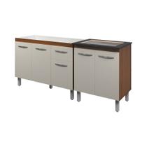 Armário Cozinha Gabinete pia de 120 cm Anitta com Balcão Cooktop 4 bocas Jade Savana frente Off-White Armário Cozinha Gabinete pia de 120 cm Anitta com Balcão Cooktop 4 bocas Jade Savana frente Off-White