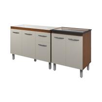 Armário Cozinha Gabinete pia de 120 cm Anitta com Balcão Cooktop 5 bocas Jade Savana frente Off-White Armário Cozinha Gabinete pia de 120 cm Anitta com Balcão Cooktop 5 bocas Jade Savana frente Off-White