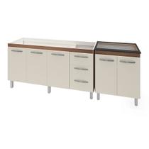 Armário Cozinha Gabinete Pia De 160 cm Emily Com Balcão Cooktop 5 Bocas Savana Frente Off-white Jade Armário Cozinha Gabinete Pia De 160 cm Emily Com Balcão Cooktop 5 Bocas Savana Frente Off-white Jade