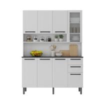 Armário Cozinha Itatiaia Florença 140cm 8 Portas e 2 Gavetas Branco