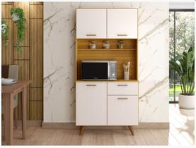 Armario Cozinha Izis com 4 Portas e 1 Gaveta Freijo Uv/ripado/off Acetinado Armario Cozinha Izis com 4 Portas e 1 Gaveta Freijo Uv/ripado/off Acetinado