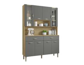 Armário Cozinha Kit Golden 8 Portas E 1 Gaveta Cor Freijó/gris