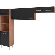 Armario Cozinha Modulada 257cm 3 Peças Marh Savana Preto Mobbs - Moblis