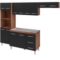 Armario Cozinha Modulada 257cm 4 Peças Marh Savana Preto Mobbs