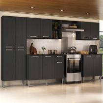 Armário Cozinha Modulada Completa 298cm Pequim Top Multimóveis Mp3768 Preto