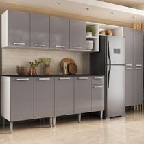 Armário Cozinha Modulada Completa 298cm Pequim Top Multimóveis MP3769 Branco-lacca Fumê