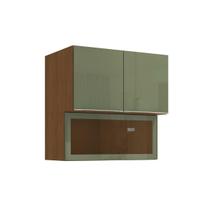 Armário Cozinha Modulado Vibra T647 c/ 3 Portas (1 c/ Vidro) 80cm Canela/Verde Pistache Lacca Kappesberg Armário Cozinha Modulado Vibra T647 c/ 3 Portas (1 c/ Vidro) 80cm Canela/Verde Pistache Lacca Kappesberg