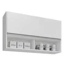 Armário Cozinha Móveis Aéreo 1 Porta Suspenso 2 Nicho Branco