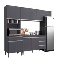 Armário Cozinha Parede Completa 5 Peças Modulada Com Tampo 241cm Natalie Cinza ÉdeCasamoveis Armário Cozinha Parede Completa 5 Peças Modulada Com Tampo 241cm Natalie Cinza ÉdeCasamoveis