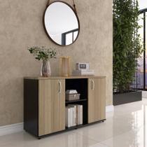 Armário Credenza 2 Portas Pivotante Cred Marrom/Preto/Noce Marromle Armário Credenza 2 Portas Pivotante Cred Marrom/Preto/Noce Marromle