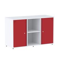 Armário Credenza Aretto Pandin 1,20 M Branco e Vermelho