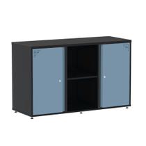 Armário Credenza Aretto Pandin 1,20 M Preto e Azul Dali