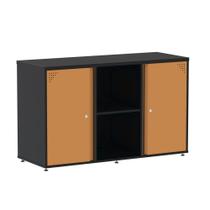 Armário Credenza Aretto Pandin 1,20 M Preto e Laranja