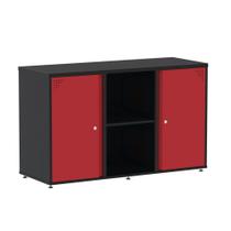 Armário Credenza Aretto Pandin 1,20 M Preto e Vermelho