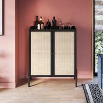 Armário cristaleira bar oslo 2 portas hanover ou nero base madeira - artesano