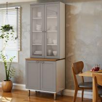 Armário Cristaleira com 2 Portas de Vidro e Balcão com 2 Portas Provençal 100% Mdf