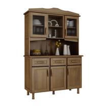 Armário Cristaleira Cozinha Brasil Imbuia 3 Gavetas 5 Portas Madeira Maciça Pinus - Cavazotto