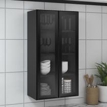 Armário Cristaleira em Aço 2 Portas de Vidro 65cm Dobradiças Slow Motion Exclusive Itatiaia