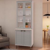 Armário Cristaleira Genialflex Iluminata 80cm Branco Fendi