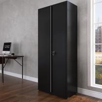 Armário de Aço 2 Portas 4 Prateleiras com Chave AP409SL Preto Armário de Aço 2 Portas 4 Prateleiras com Chave AP409SL Preto