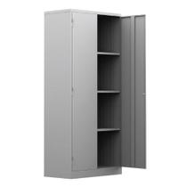 Armário De Aço 2 Portas Multiuso Com 4 Prateleira PA90 198x90x40 Com Chaves Cinza