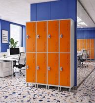 Armário de Aço 8 Portas Grande para Vestiário e Empresa Cor:Laranja