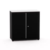 Armário de Aço Baixo com Tampo de Madeira Ap406sl Pandin 84 cm Preto Armário de Aço Baixo com Tampo de Madeira Ap406sl Pandin 84 cm Preto