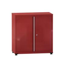 Armário de Aço Baixo com Tampo de Madeira Ap406sl Pandin 84 cm Vermelho